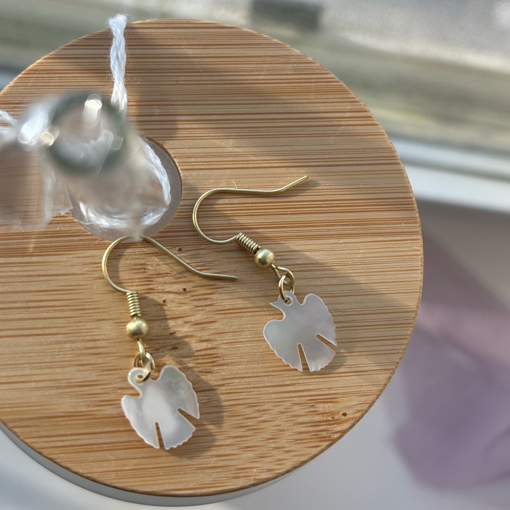 Handcrafted Iridescent Opal Dove Earrings - Nickel Free